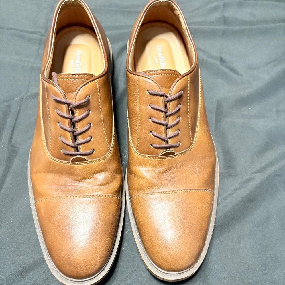 Goodfellow & Co Mens Cap Toe Oxford Dress Shoes Cognac Brown Size 8.5